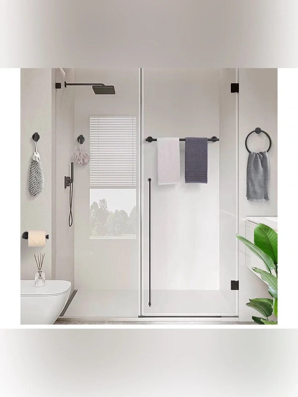 Matte Black Bathroom Hardware Set - 5 Piece